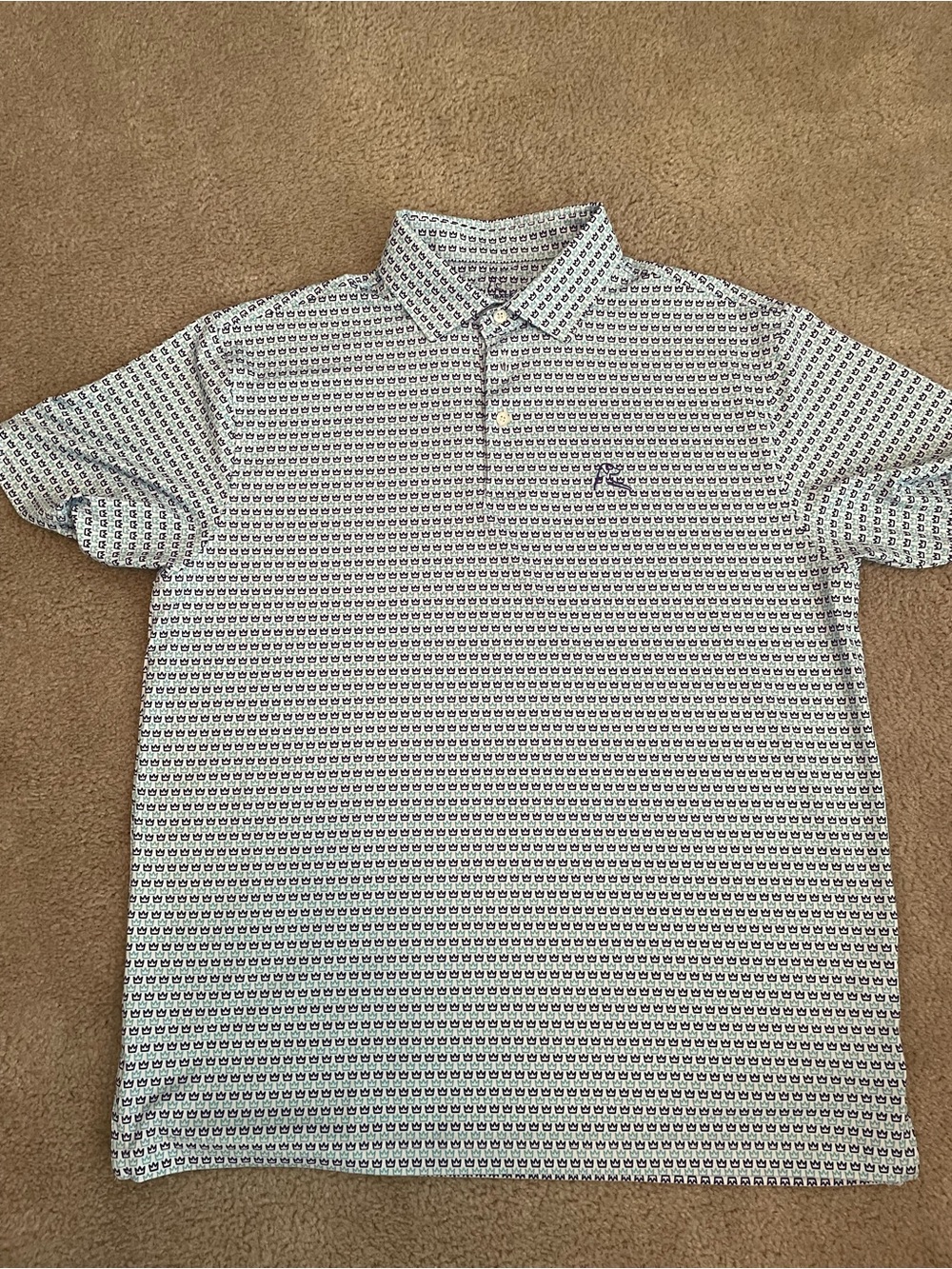 NWOT Rhoback Teal and Purple Crown logo Polo